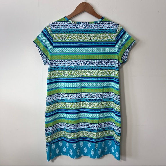 Lands End Colorful Nylon Blend T Shirt Dress Size Medium Swim Vacation Beach - Picture 4 of 11